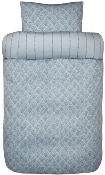 Dobbelt sengetøj 220x220 cm - Amanda -  Lyseblå - 2 i 1 design - 100% bomuldssatin - Høie